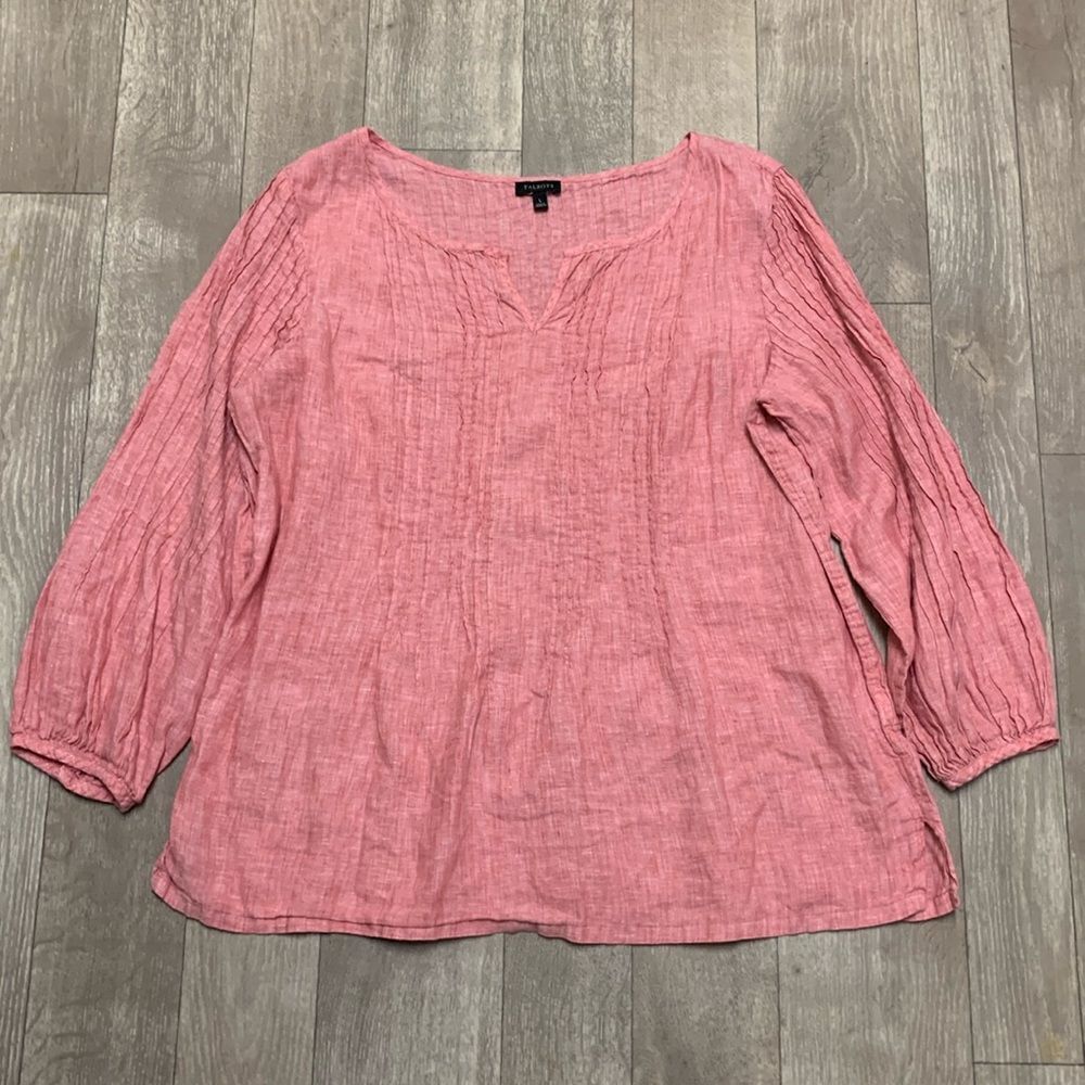 Talbots Pink Lightweight Linen Blend Blouse